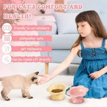 Hushee Cat Bowls Set - 2 Flower Shaped Elevated Dishes