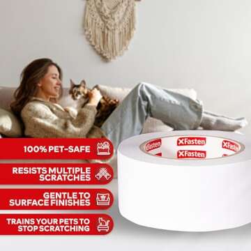 XFasten Anti-Scratch Cat Training Tape - Non-Toxic, Clear, Residue-Free, 15 Yards