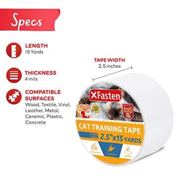 XFasten Anti-Scratch Cat Training Tape - Clear, 15 Yards