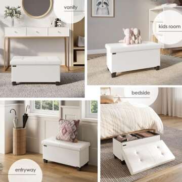STORAGEBUD Storage Ottoman Bench with Bins for Home