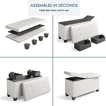 STORAGEBUD Storage Ottoman Bench with Bins for Home