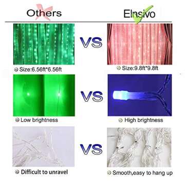 Elnsivo 300LED Curtain String Light 16Color Changing Curtain Lights Romote Control USB Plug Background Colorful Lights 9.89.8ft for Wedding Party Bedroom Wall Drop Decoration(RGB Window Lights