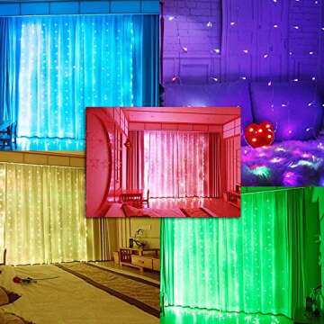 Elnsivo 300LED Curtain String Light 16Color Changing Curtain Lights Romote Control USB Plug Background Colorful Lights 9.89.8ft for Wedding Party Bedroom Wall Drop Decoration(RGB Window Lights