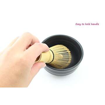 Matcha Whisk Set まっちゃ 抹茶 - Brush + Ceramic Bowl + Scoop/八十本立 Japanese Green Tea Bamboo Preparing Tool 3 Piece Set