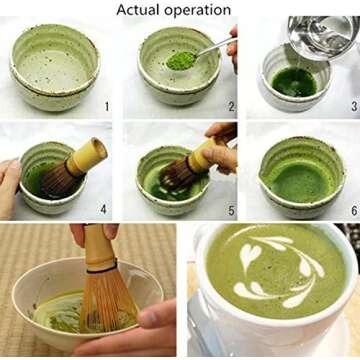 Matcha Whisk Set まっちゃ 抹茶 - Brush + Ceramic Bowl + Scoop/八十本立 Japanese Green Tea Bamboo Preparing Tool 3 Piece Set