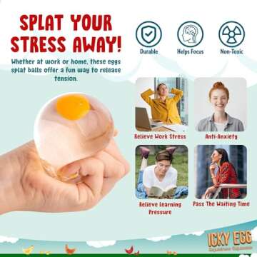Namre' Funky Egg Splat Ball Squishy Toys | 4 Pack | Sensory Relief