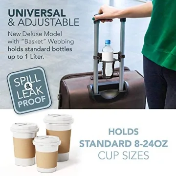Self-Leveling Luggage Cup Holder Fits Any Suitcase Handle