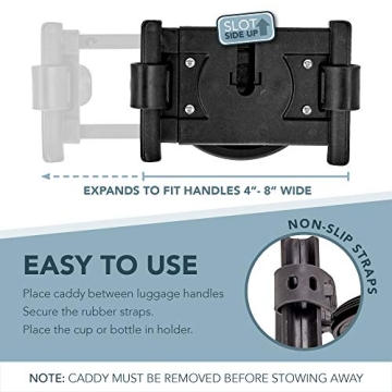 Self-Leveling Luggage Cup Holder Fits Any Suitcase Handle