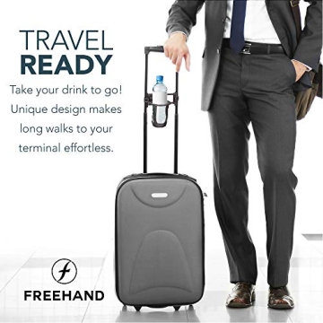 Self-Leveling Luggage Cup Holder Fits Any Suitcase Handle