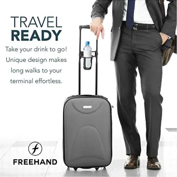 Self-Leveling Luggage Cup Holder Fits Any Suitcase Handle