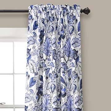 Lush Decor Cynthia Jacobean Darkening Window Curtains Set for Living, Dining Room, Bedroom, 95" L Pa...
