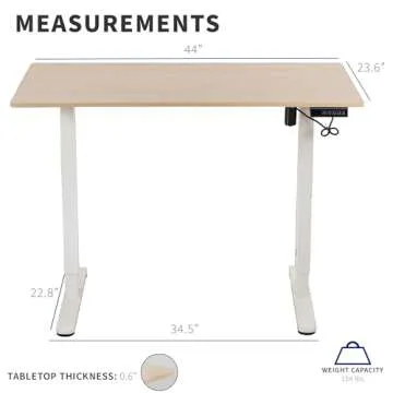 VIVO Electric Height Adjustable 44 x 24 inch Sit Stand Up Desk, Memory Controller, Light Wood Top White Frame, DESK-E144C
