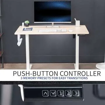 VIVO Electric Height Adjustable 44 x 24 inch Sit Stand Up Desk, Memory Controller, Light Wood Top White Frame, DESK-E144C