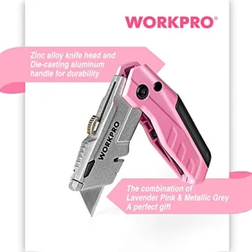 WORKPRO Folding Utility Knife - Stylish Pink Box Cutter