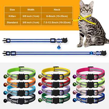 Extodry 12 Pack Reflective-Breakaway Cat Collars with Bells,Safety Buckle Kitten Collar,with Name Tag,Adjustable,Ideal for Girl Cats Male Cats,Pet Supplies,Stuff,Accessories(12 Colors & 2 ID Tags).