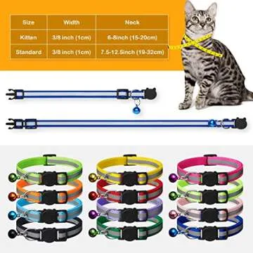 Extodry 12 Pack Reflective-Breakaway Cat Collars with Bells,Safety Buckle Kitten Collar,with Name Tag,Adjustable,Ideal for Girl Cats Male Cats,Pet Supplies,Stuff,Accessories(12 Colors & 2 ID Tags).