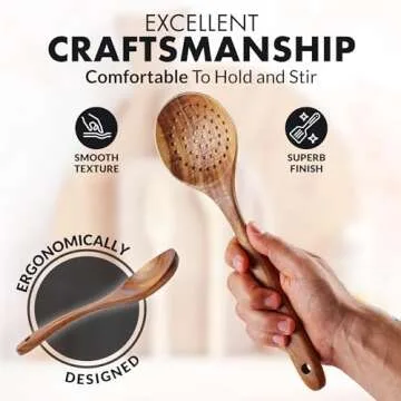 Zulay Kitchen 30-Piece Teak Wooden Utensils Set for Gift Giving