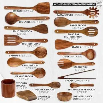 Zulay Kitchen 30-Piece Teak Wooden Utensils Set for Gift Giving