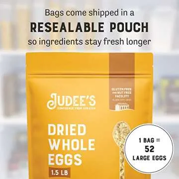 Judee's Gluten Free Whole Powdered Eggs 1.5 lbs - Gluten-Free Baking & Cooking Supplies for Breakfast, Camping & Outdoor Meals - Dried Eggs Powder