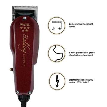 Wahl Professional 5 Star Corded Balding Clipper V5000 Motor Ultra Close Trimming