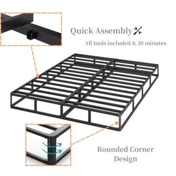 Aardhen 9 Inch High Profile King Box Spring Strong Metal Frame Mattress Foundation, Quiet Noise-Free,Easy Assembly, 3000lbs Max Weight Capacity
