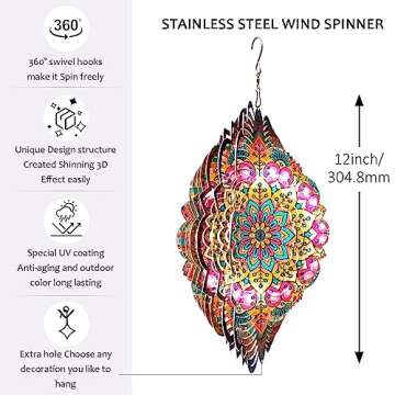 Aoedelyart 3D Stainless Steel Wind Spinner - Outdoor Gift Decoration