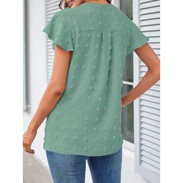 Stylish MEROKEETY Women Split V Neck Short Sleeve Blouse