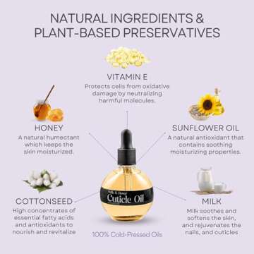 C CARE Cuticle Oil For Nails - Milk and Honey Nail Oil - Repairs Moisturizes and Strengthens Nails and Cuticles Overnight - Dropper & Brush included - Large 2.5 oz bottle