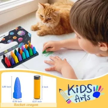 JUPITEARTH 12 Rocket Crayons for Toddlers - Non Toxic & Washable