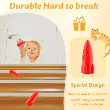 JUPITEARTH 12 Rocket Crayons for Toddlers - Non Toxic & Washable