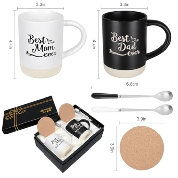 Cabtnca Gifts for Parents, Mom and Dad Gifts, Parents Christmas Gifts Ideas, Mom and Dad Mugs, Mom Gifts, Dad Gifts, Best Mom Dad Ever Coffee Mug, New Parents Gifts for Couples, 16Oz