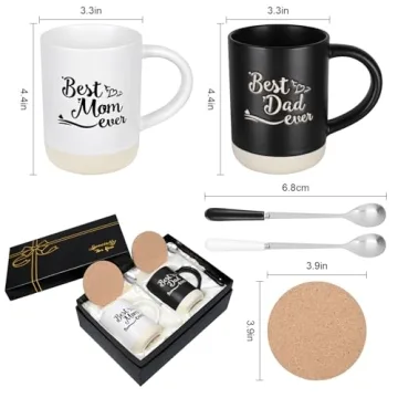 Cabtnca Gifts for Parents, Mom and Dad Gifts, Parents Christmas Gifts Ideas, Mom and Dad Mugs, Mom Gifts, Dad Gifts, Best Mom Dad Ever Coffee Mug, New Parents Gifts for Couples, 16Oz
