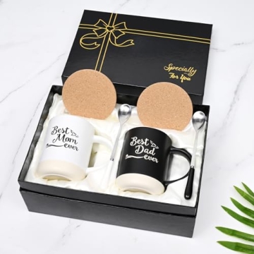 Cabtnca Gifts for Parents, Mom and Dad Gifts, Parents Christmas Gifts Ideas, Mom and Dad Mugs, Mom Gifts, Dad Gifts, Best Mom Dad Ever Coffee Mug, New Parents Gifts for Couples, 16Oz