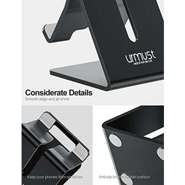 Urmust Smartphone Stand Compatible with Most Models - Black