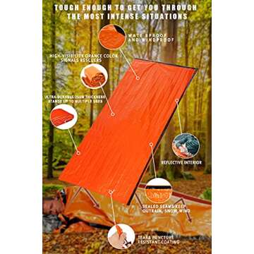 Zmoon Emergency Sleeping Bag 2 Pack - Lightweight Survival Thermal Bivy Sack for Camping, Hiking, Ou...