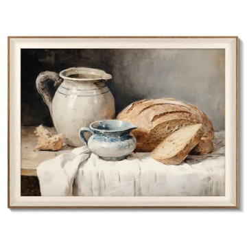 Framed Canvas Wall Art Room Decor, Vintage Sourdough Bread Kitchen Art Farmhouse Wall Decor, Rustic ...