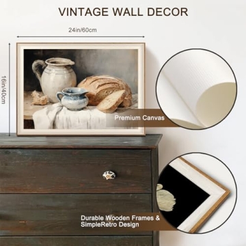 Framed Vintage Wall Art for Rustic Kitchen Decor