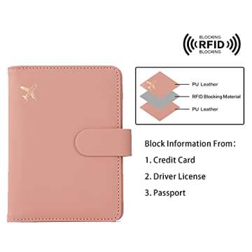 Melsbrinna Rfid Passport Holder for Travel women/Men, Cute Passport Wallet Rfid Blocking Card Slots, Rfid Passport Cover/CaseTravel Wallet, Passport Book Holder (1, Pink)