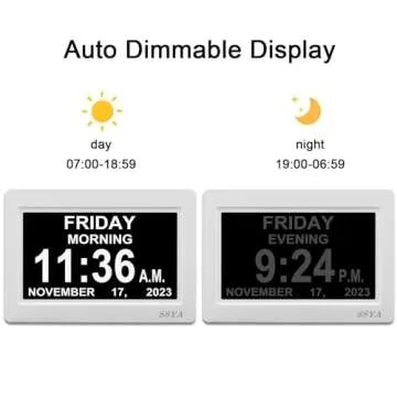 SSYA Digital Calendar Alarm Clock for Seniors with Clear Display