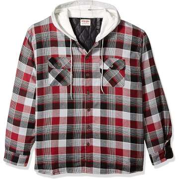 Men's Quilted Flannel Shirt Jacket with Hood - Wrangler Authentics