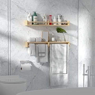 Natural Wood Floating Nursery Shelves Set of 2 - 32 Inch