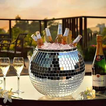 Disco Ball Ice Bucket,Trendy Retro Ice Storage | Disco Wine Bucket Beer Bucket for Cocktail Bar Chil...