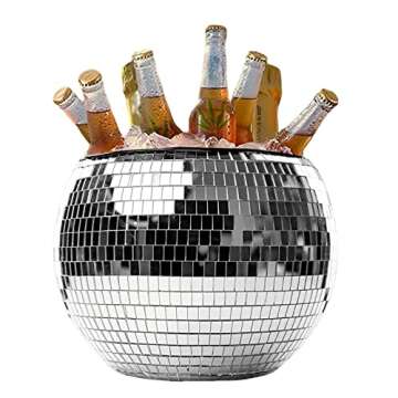 Disco Ball Ice Bucket,Trendy Retro Ice Storage | Disco Wine Bucket Beer Bucket for Cocktail Bar Chilling Drink, Home Indoor Outdoor Parties Supplies Proidl