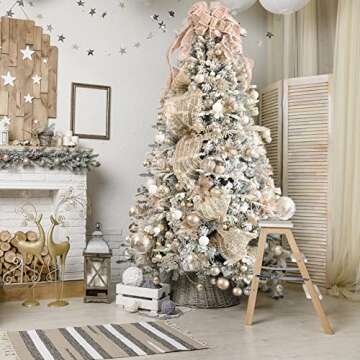 Clear Christmas Ball Ornaments,24ct Shatterproof Plastic Decorative Christmas Ornaments Hanging Xmas Tree Baubles Set with Stuffed Delicate Glittering Decorations for Holiday Party Decor (Champagne)