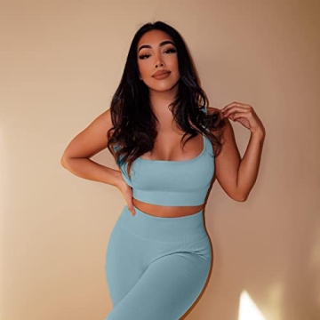 Stylish QINSEN Women's Yoga Pants Bodycon Two-Piece Set