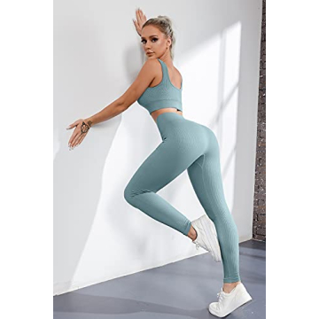 Stylish QINSEN Women's Yoga Pants Bodycon Two-Piece Set