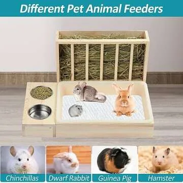 MOBYKE 3 in 1 Hay Feeder for Bunnies & Small Pets