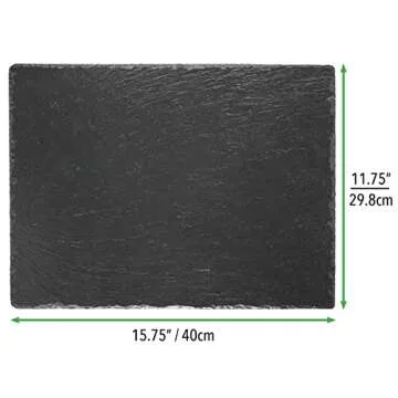 mDesign Slate Stone Gourmet Serving Platter, Cheese Board, Charcuterie Tray with Natural Edge for Cheese, Meats, Appetizers, Dried Fruits - Display Chalkboard - Black