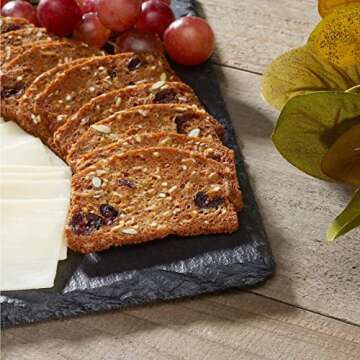 mDesign Slate Stone Gourmet Serving Platter, Cheese Board, Charcuterie Tray with Natural Edge for Cheese, Meats, Appetizers, Dried Fruits - Display Chalkboard - Black