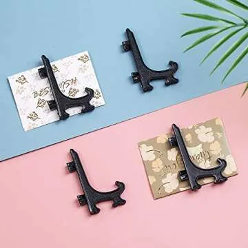 Artliving 3 Inch Black 12pcs/Set Plastic Easels Plate Display Stands Picture Frame Stand Holder